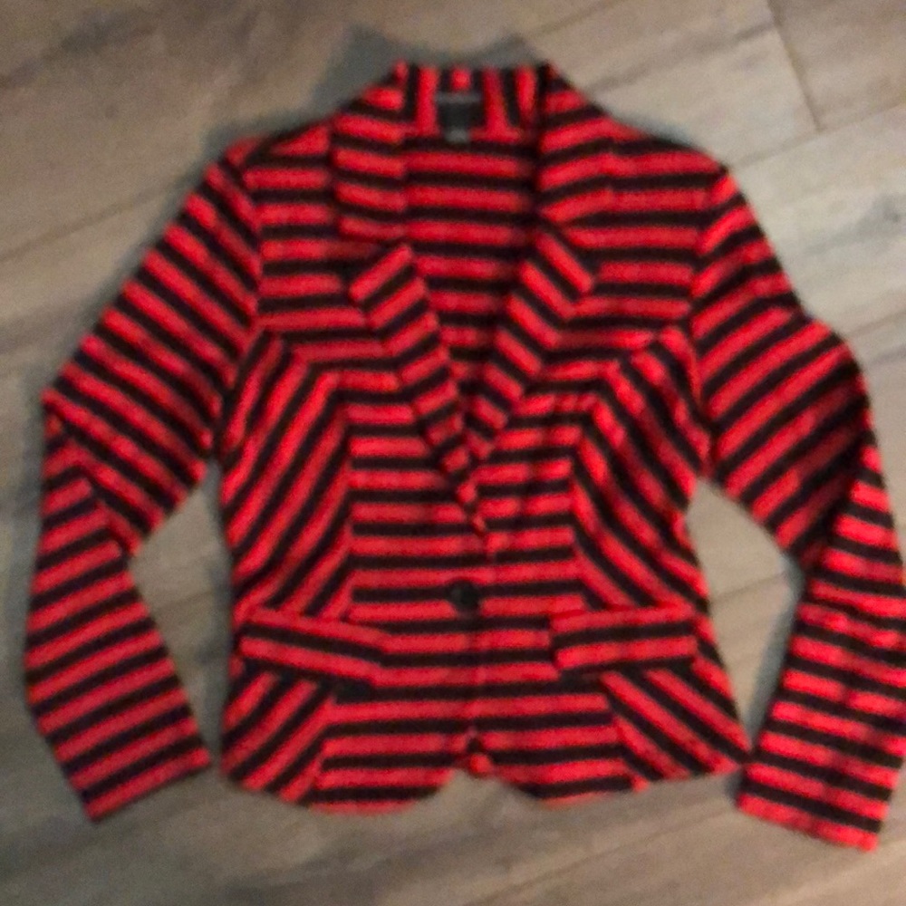 Red & Black Light Weight Stripe Blazer - Picture 1 of 5